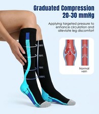 20-30 mmHg Compression Socks Men Women Knee High Support Circulation