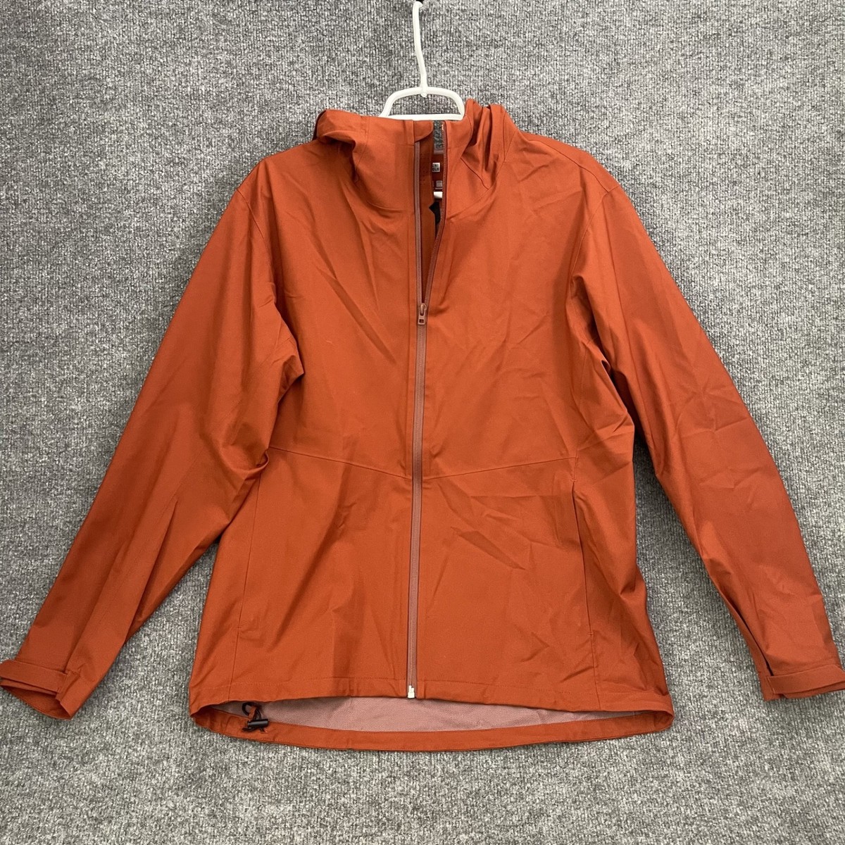 Uniqlo Parka Jacket Men's Sz XL Hood BlockTech Windproof Orange