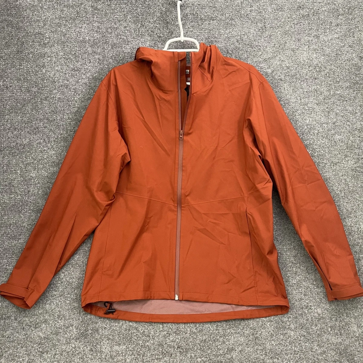 Uniqlo Parka Jacket Men's Sz XL Hood BlockTech Windproof Orange
