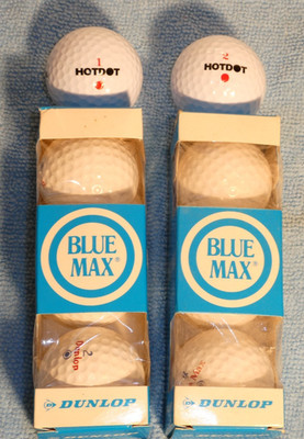 2 x Vintage Dunlop Blue Max Golf Balls New in Box & 2 spalding hotdot