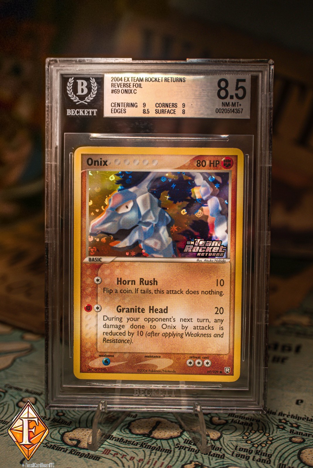 2004 Pokemon Ex Team Rocket Returns #69 Onix Reverse Holo Foil BGS 8.5 NM/M +
