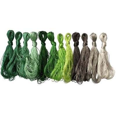levylisa 12 Skeins Mulberry Silk Floss 65.6feet/floss, Green Gradient 