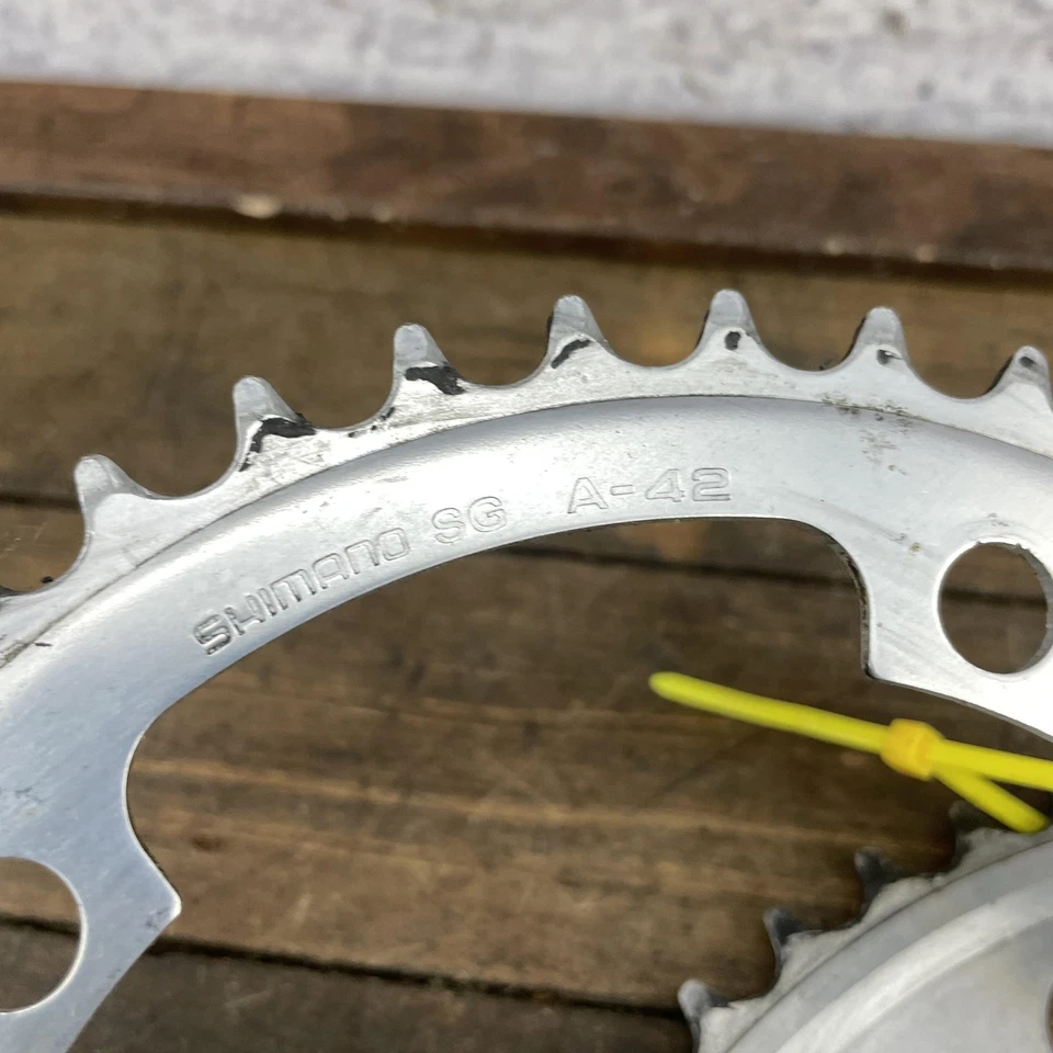 Juego de platos dobles vintage Shimano SG 53/42T 130 BCD bicicleta de carretera 53t Foto 3 de 4