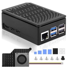 Gehäuse für Raspberry Pi 5 mit aktivem Kühler PCIe M.2 NVMe Shield