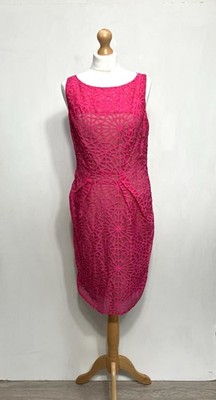 Next Midikleid Gr UK 12 Reg Hot Pink Spitze Overlay Party Rennen Event Anlass