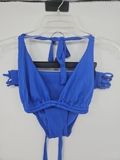 LuLi Fama Swimwear Bikini Set D-Cup Medium Blue Ribbed