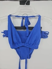 LuLi Fama Swimwear Bikini Set D-Cup Medium Blue Ribbed