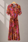 Robe Bohème Femme Été Fleurie Midi Chic Fluide Colorée Plage Vacances Ceinturée