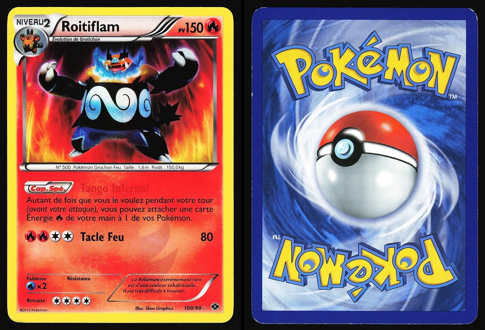 EMBOAR ROITIFLAM 100/99 - LP - NEXT DESTINIES RARE SECRET FRENCH POKEMON CARD