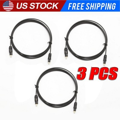 3x 6FT Digital Fiber Optic Audio Cable Cord Optical TosLink for TV DVD AMP USA