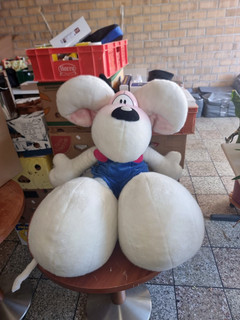Vintage Diddl Maus Riesen Plüschfigur 70cm groß mit blauer Latzhose