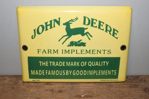 Vintage John Deere Farm Implements Tractor Dealership Door Push Porcelain Sign