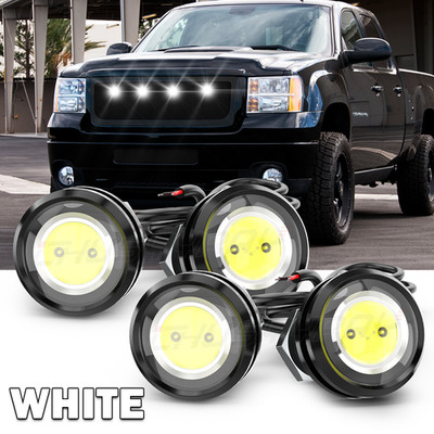 4X WHITE Front Grille LED Truck SUV Running Light Marker Kit