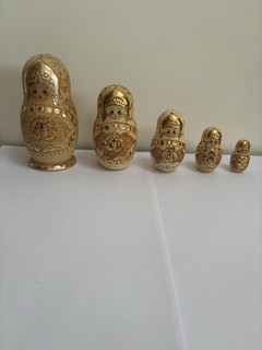 Russian Nesting Dolls Wooden Gold Detail Matryoshka Vintage 13cm Traditional