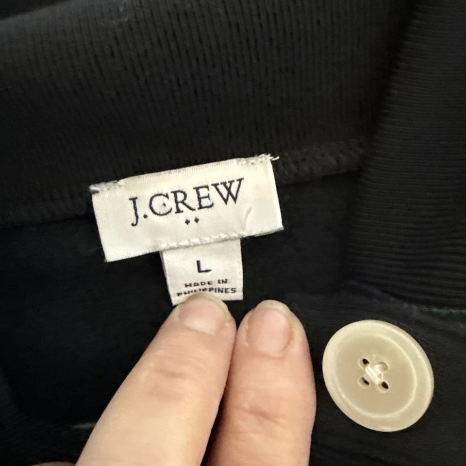 J Crew Womens SweaterL Black Mock Neck Oversized Button Detail - Image 3 of 4