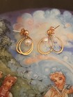 VTG 14k.Yellow Gold Nabco Cultured Freshwater Pearl Double Wire Drop Earrings — photo 9