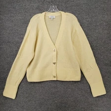 Paris Atelier & Other Stories Cardigan Womens L Large Yellow V Neck Sweater Knit
