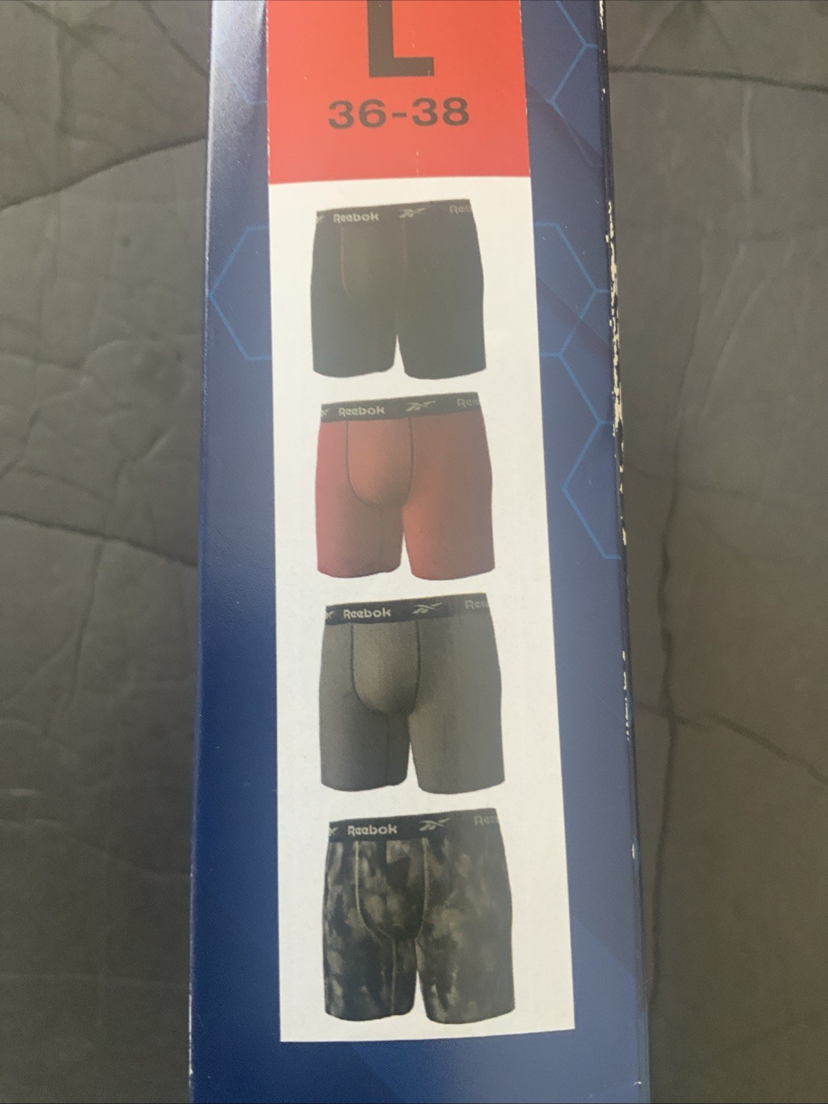 REEBOK PERFORMANCE BOXER BRIEFS - 6" INSEAM - MOISTURE WICKING, 4 Pack L multi thumbnail 3