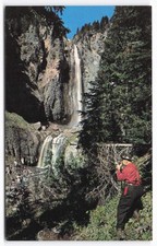 Vintage Plastichrome Postcard Comet Falls Mount Rainier National Park Washington