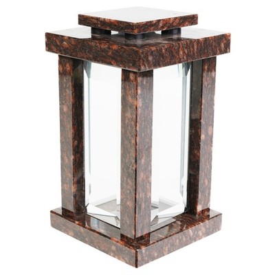 Grab-Lampe Granit Ruby Star Friedhof-Leuchte eckig modern hochwertig Glas