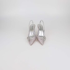 Stuart Weitzman Metallic Pink Crystal Slingback Pumps
