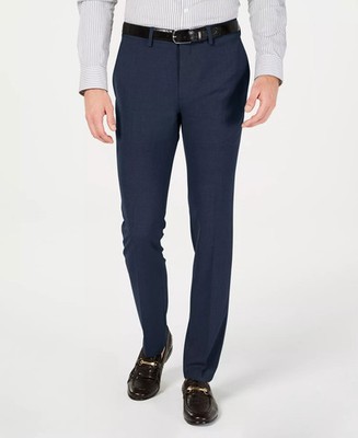 Kenneth Cole Skinny Fit Performance Stretch Dress Pants Mens 36x32 Blue NEW