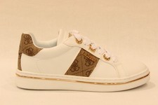 GUESS FPLSTWFAL12 sneakers donna in ecopelle bianca con dettagli logati nocciola