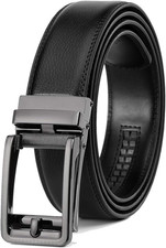 Men'S Leather Ratchet Comfort Click Belt Dress with Slide Buckle -Adjustable Tri