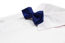 Boys Diamond Navy  Blue Crosses Patterned Cotton Bow Tie