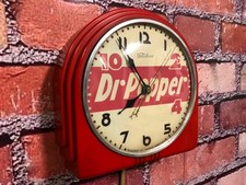 VTG TELECHRON DR.PEPPER SODA OLD 50s DINER ADVERTISING KITCHEN WALL CLOCK SIGN