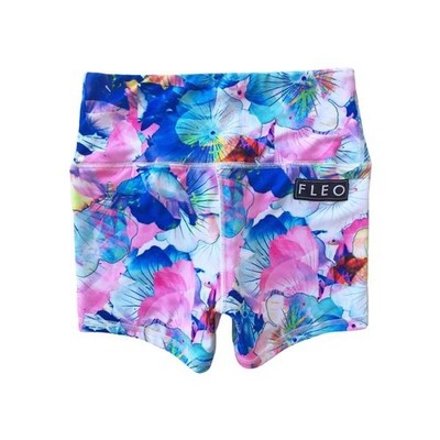 FLEO Power High-rise Shorts - Mermaid Floral - Large - NEW (Gym, Active)
