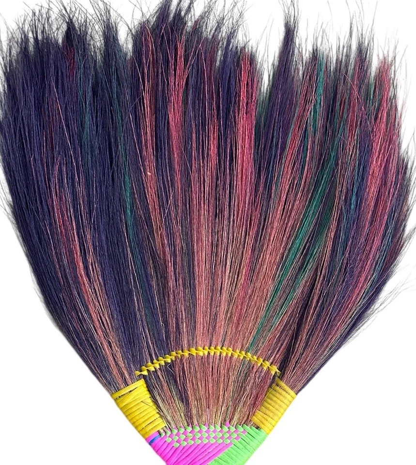 Eco-Friendly Multi-Color Grass Broom Handmade Natural Wood Handle Sweeping Brush - Image 3 of 4