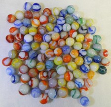 20313m Vintage Group or Bulk Lot of 100 Peltier Glass Marbles .54 to .66 In