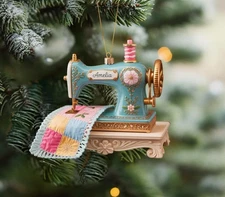 Personalized Sewing Machine Acrylic Ornament 2025, Custom Quilter Christmas Deco
