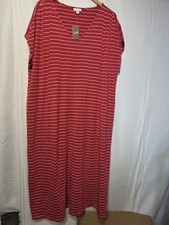 J.Jill Red White Stripe V-Neck Maxi Dress Womens 2X NWT Pockets 46”Stretch