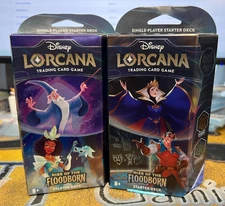 Lorcana SEALED Rise of the Floodborn - 2 Starter Decks w/ deck box + sleeves