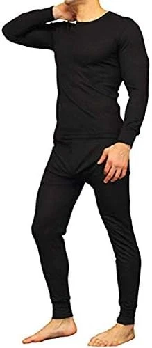 WARMWEAR MENS THERMAL UNDERWEAR LONG JOHNS SET TOP, BOTTOM - SIZE: XL - BLACK