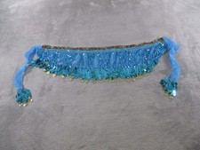 Sequin Hip Belt Womens One Size Blue Belly Dance Coin Fringe Medallion