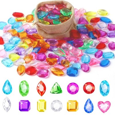 Pool Diving Gems Toys,150 Pcs Colorful Crystals Pirate Treasure Jewels Acryli...