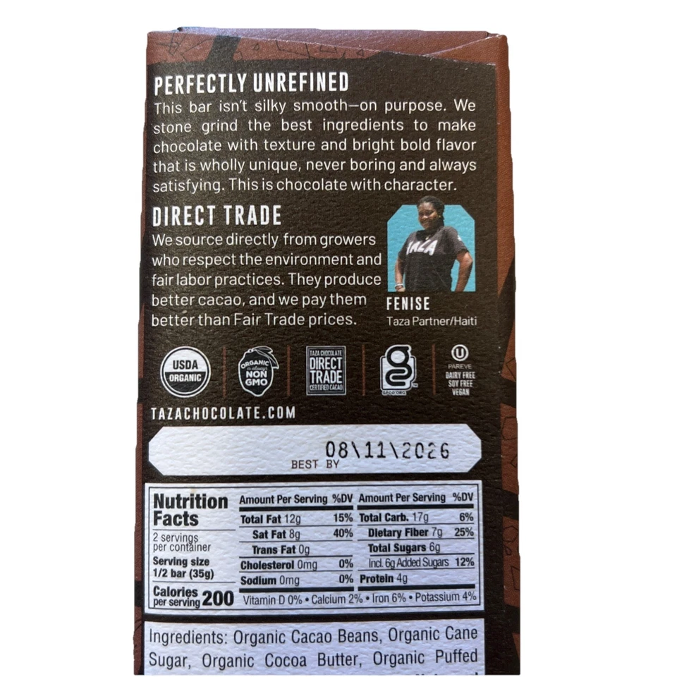 Taza Chocolate  Stone Ground Organic Dark Bar Cacao Crunch   2.5 Oz (Pack Of 4) - Image 4 of 4