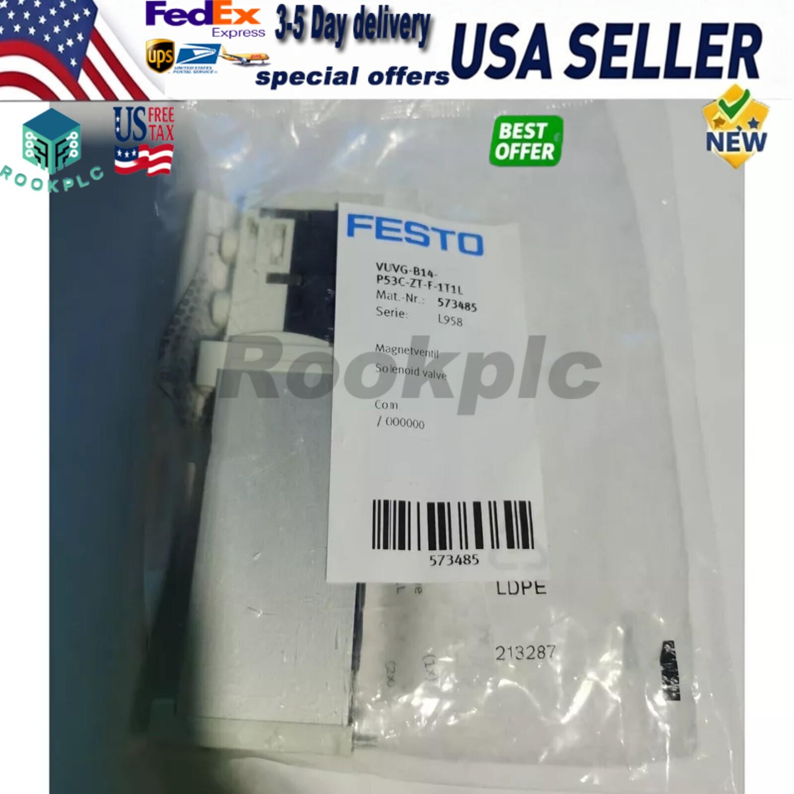 New VUVG-B14-P53C-ZT-F-1T1L Festo 573485 Fast Shipping Solenoid Valve