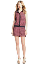 MICHAEL KORS Cherry Red Geometric Pattern Elastic Waist Romper (LARGE) NWT $110