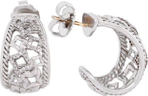 David Yurman Quatrefoil earrings in sterling silver with diamonds - Picture 2 of 11