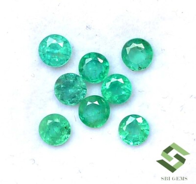 4 mm Natural Emerald Round Cut Lot 08 Pcs 2.20 CTS Untreated Loose Gemstones