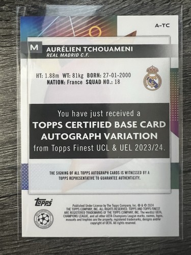2023-24 Topps Finest UEFA Club Competitions - Autógrafos refractor verde neón... - Imagen 3 de 3