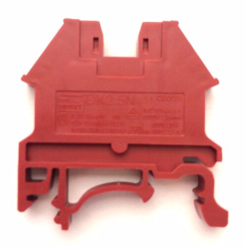 DIN Rail Terminal Blocks 100 Quantity DK2.5N-RD Dinkle Red 12 AWG 20 A 600 V - Picture 2 of 3