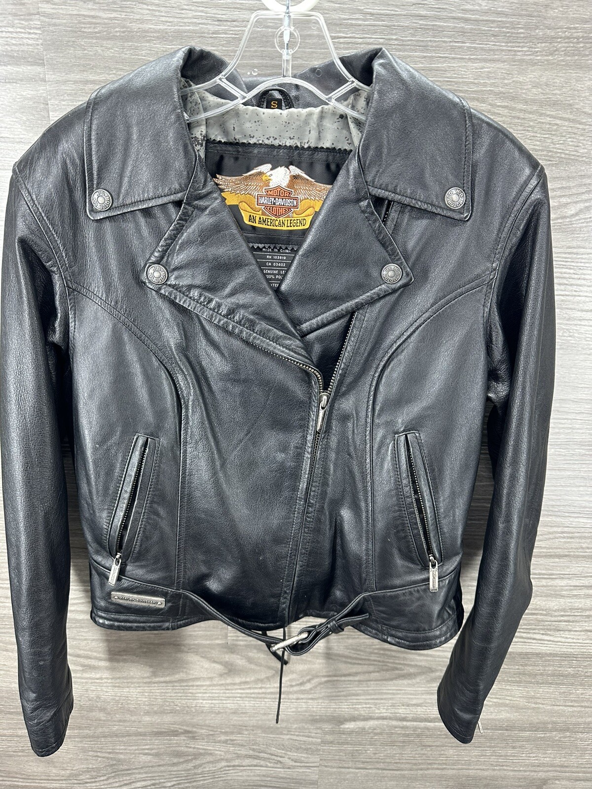 Harley Davidson Women’s  Black Leather Jacket Small Bar & Shield Rare XXtra cool image 2