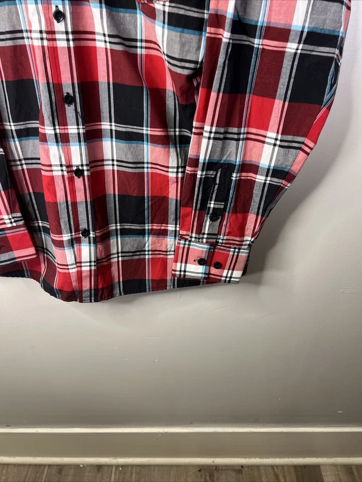 Camisa Ablanche Adulto XXL Roja Abotonada L/S Cuadros Informal Algodón Hombres A98 Foto 2 de 4