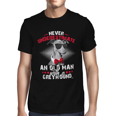 1Tee Herren T-Shirt Never Underestimate An Old Man With A Greyhound