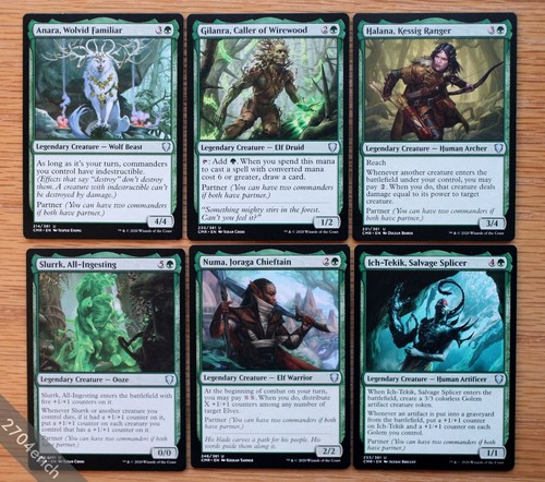 Set Of 6 Commander Legends Green Partner Creatures NM Magic MTG EDH 